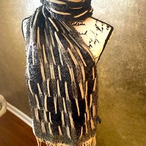 Beautiful Stylish Italian scarf with Fringe. Can be dressy or casual with jeans.